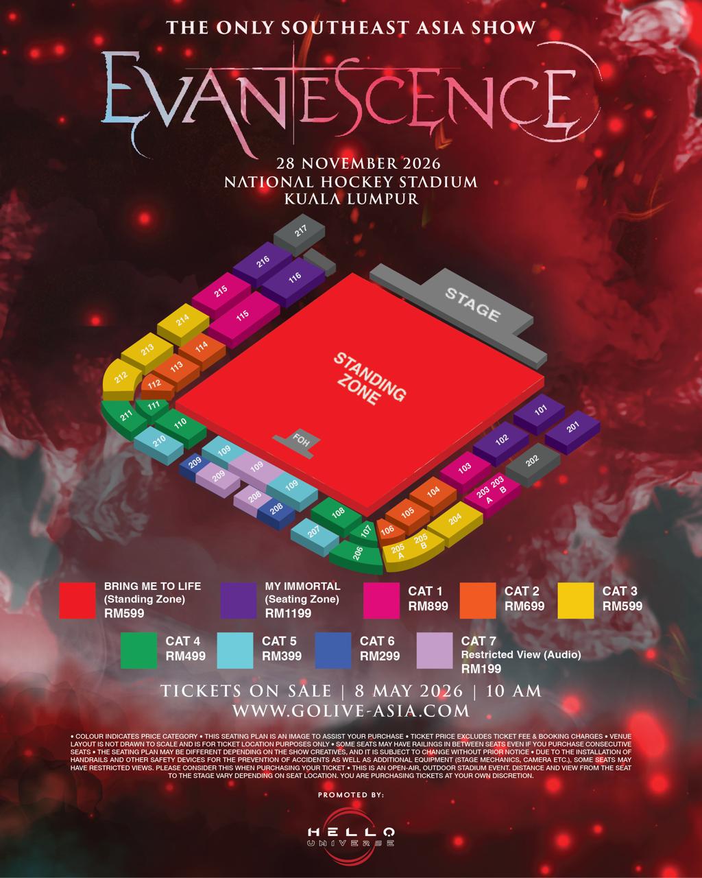 Evanescence KL 2026 Seating Plan